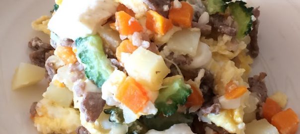 手作り犬ごはんでゴーヤチャンプルー